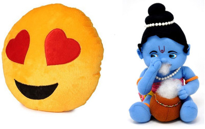 

MTC Hearted Eye Cushion (32cm)Combo With Krishna (30 cm) - 30 cm(Yellow)