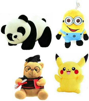 

soniya Enterprises minion-20cm and Pikachu-30cm and panda-30cm and musical scholar teddy - 18 cm(Multicolor)