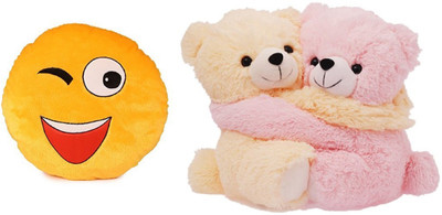 

MTC Wynk Smile Cushion (32cm)Combo With Couple Teddy (35cm) Stuffed Toy - 35 cm(Yellow)