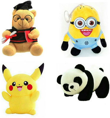 

soniya Enterprises Pikachu-40cm and panda-40cm and Minion-20cm and musical scholer teddy bear - 20 cm(Multicolor)