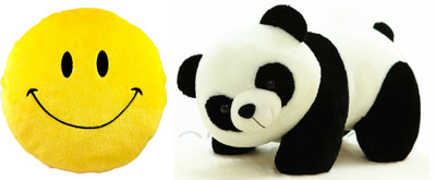 

MTC Smile Cushion (32cm)Combo With Panda (25cm) Stuffed Toy - 25 cm(Yellow)