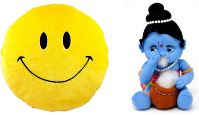 

MTC Smile Cushion (32cm)Combo With Krishna (30 cm) - 30 cm(Yellow)