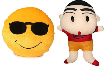 

MTC Cool Dude Smile Cushion (32cm)Combo With Shinchan (40cm) Stuffed Toy - 40 cm(Yellow)