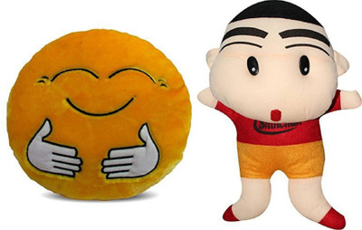 

MTC Hugging Smile Cushion (32cm)Combo With Shinchan (40cm) Stuffed Toy - 40 cm(Yellow)
