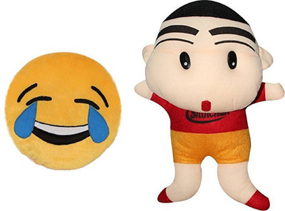 

MTC Laughing Tears Smile Cushion (32cm)Combo With Shinchan (40cm) Stuffed Toy - 40 cm(Yellow)