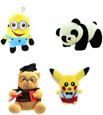 

soniya Enterprises minion-20cm and panda-30cm Pikachu-30cm and musical scholar teddy bear - 18 cm(Multicolor)