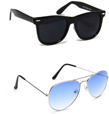 A K Daller Fashion Wayfarer, Aviator Sunglasses(For Men & Women, Black, Blue)