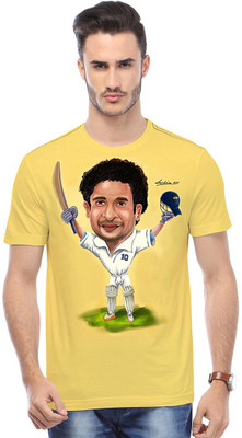 HUETRAP Graphic Print Men Round Neck Yellow T-Shirt