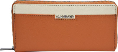 

MANDAVA Women Casual Beige, Brown Artificial Leather Wallet(8 Card Slots), Cream;saffron
