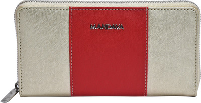 

MANDAVA Women Evening/Party Red, Grey Artificial Leather Wrist Wallet(6 Card Slots), Cream;red
