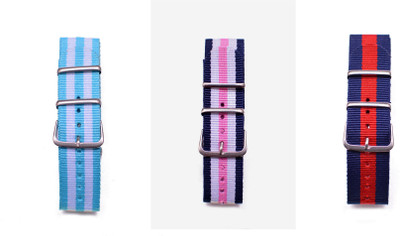 

Watch Me Make Your Own Watch By Watch Me- NATO Multicolored Straps (ONLY Straps)-MYOW COLLECTION (All Straps in this collection-22 mm except Military Green Strap -20 mm) ch-arg-bur-buwpk 22 mm Nato Nylon Stylish trendy Strap Combos Watch Strap(Multicolor)