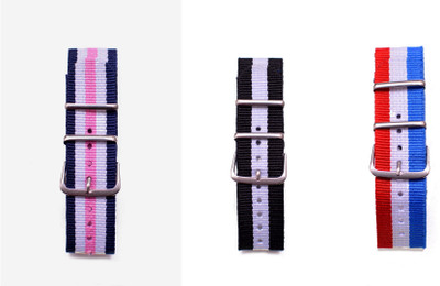 

Watch Me Make Your Own Watch By Watch Me- NATO Multicolored Straps (ONLY Straps)-MYOW COLLECTION (All Straps in this collection-22 mm except Military Green Strap -20 mm) ch-buwpk-bkw-fr 22 mm Nato Nylon Stylish trendy Strap Combos Watch Strap(Multicolor)