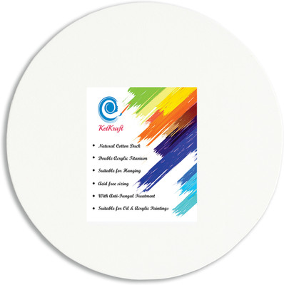 

KetKraft White Stretched Canvas Round/Circle Linen Acid Free Pre Stretched Canvas (Set of 1)(White)