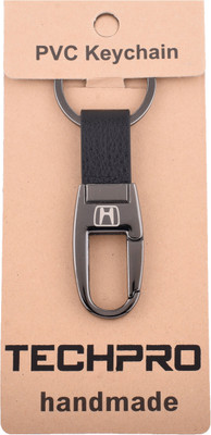 

Techpro Black Leatherite with Black metal Honda Locking Key Chain(Multicolor)
