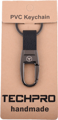 

Techpro Black Leatherite with Black metal Mercedes Benz Locking Key Chain(Multicolor)