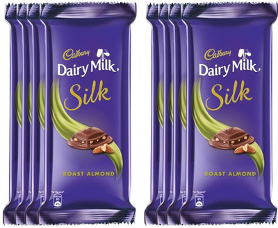 

Cadbury Dairy Milk Silk Chocolate Bar, Roast Almond, 55g (pack of 8) Bars(Pack of 8, 440 g)
