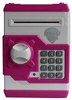 Toykart Money Safe Kids Piggy Savings Bank with Electronic Lock Coin Bank(Pink)