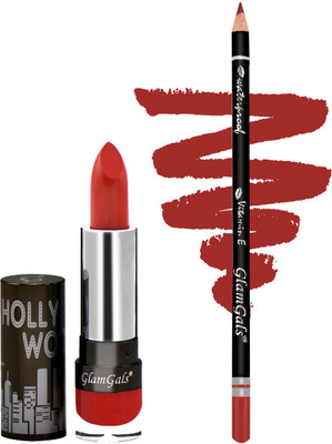 

GlamGals Buy High Definition Lipstick Cream finish 3.5gm & Get Lip Liner Pencil(Set of 1)