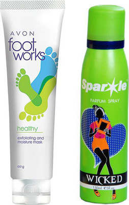 

Avon Anew Footworks Healthy exfoling and moisture mask (100 ml) With one sparkle perfume spray 150 ml(Set of 2)