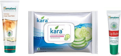 

Himalaya fairness kesar face pack, , kara cleansing and hydrating refreshing wipes, lip balm(Set of 3)