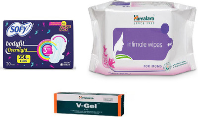

Sofy Body fit Overnight Pad, Intimate Wipes, V Gel(Set of 3)