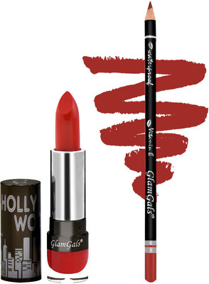 

GlamGals Buy High Definition Lipstick Cream finish 3.5gm & Get Lip Liner Pencil(Set of 2)