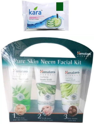 

Himalaya pure skin neem facial kit, kara cleansing and hydrating refreshng wipes(Set of 2)