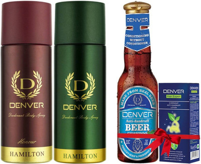 Denver Hamilton & Honour Body Spray With Anti Dandruff Beer Shampoo(Set of 4)