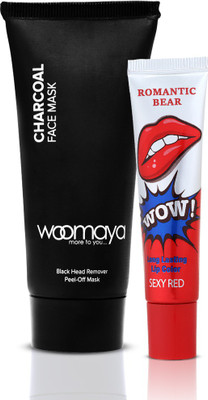 

Woomaya Charcoal Face Mask 60 gm With Long Lasting Lip Color - Sexy Red(Set of 2)