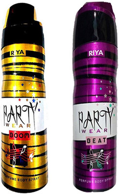 

Riya PARTY WEAR BOOM PERFUME BODY SPRAY 200 ML +PARTY WEAR BEAT PERFUME BODY SPRAY 200 ML Deodorant Spray - For Men & Women(200 ml)