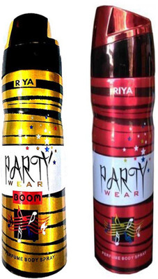 

Riya PARTY WEAR BOOM PERFUME BODY SPRAY 200 ML +PARTY WEAR PERFUME BODY SPRAY 200 ML Deodorant Spray - For Men & Women(200 ml)