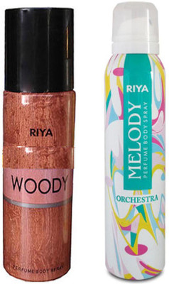 

Riya MELODY PERFUME BODY SPRAY 150 ML +WOODY PERFUME BODY SPRAY 150 ML Deodorant Spray - For Men & Women(150 ml)