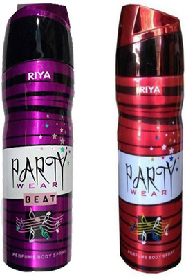 

Riya PARTY WEAR PERFUME BODY SPRAY 200 ML +PARTY WEAR BEAT PERFUME BODY SPRAY 200 ML Deodorant Spray - For Men & Women(200 ml)