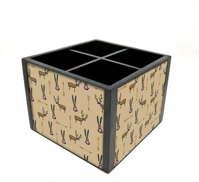 Nutcase 4 Compartments Wooden Remote Stand(Multicolor)