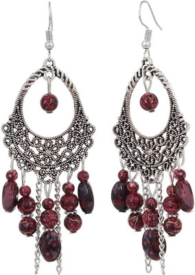 Shining Diva Bohemian Oxidized Silver Stylish Fancy Party Wear Cubic Zirconia Alloy Drops & Danglers
