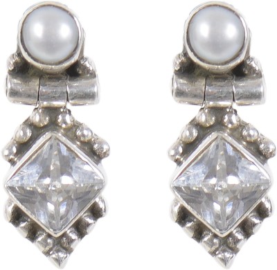 Silverwala 925 Sterling Silver Pearl and Cubic Zirconia Stone Stud Earring for Women and Girls Pearl Silver Stud Earring