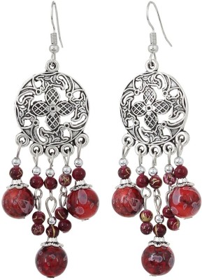 Shining Diva Oxidized Silver Bohemian Stylish Fancy Party Cubic Zirconia Alloy Drops & Danglers