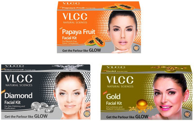 

VLCC Original Papaya, Diamond and Gold Facial Kit 180 g(Set of 3)