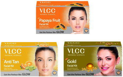 

VLCC Original Papaya, Gold and Anti-Tan Facial Kit 180 g(Set of 3)