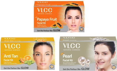 

VLCC Original Papaya, Pearl and Anti-Tan Facial Kit 180 g(Set of 3)