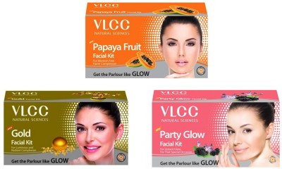 VLCC Original Papaya, Party Glow and Gold Facial Kit(3 x 60 g)