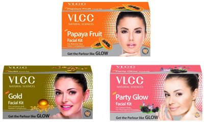 

VLCC Original Papaya, Party Glow and Gold Facial Kit 180 g(Set of 3)