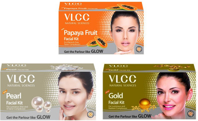 

VLCC Original Papaya, Gold and Pearl Facial Kit 180 g(Set of 3)