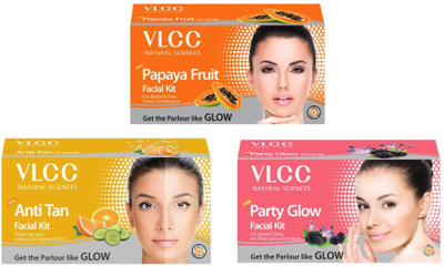 

VLCC Original Papaya, Party Glow and Anti-Tan Facial Kit 180 g(Set of 3)
