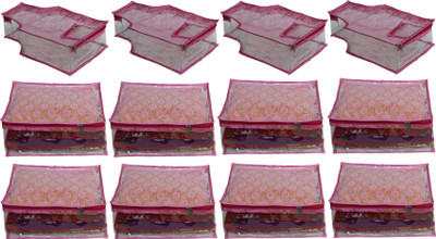 

ANNAPURNA SALES Designer Designer Full Transparent 5" Height Saree Blouse Cover With Front Heavy Net Garments Cover Combo Pack of 12 Pcs. PinkNSB12(Pink)