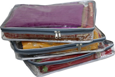 

ANNAPURNA SALES Designer Designer Full Transparent 2.5" Height Small Saree Cover or Garments Covers Combo Pack of 3 Pcs. Grey2.503(Multicolor)