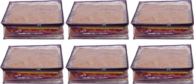 

ANNAPURNA SALES Designer Designer Full Transparent 5" Height Saree Cover With Front Heavy Net Wardrobe Organizers or Garments Cover Combo Pack of 6 Pcs. PurpleNS06(Purple)