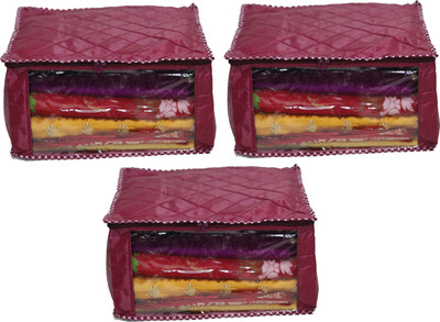 

ANNAPURNA SALES Designer Designer Parachute 9" Height Big Saree Cover or Wardrobe Organizers or Garments Cover Combo Pack of 3 Pcs. MaroonPS03(Maroon)