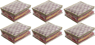 

ANNAPURNA SALES Designer Designer Full Transparent 5" Height Saree Cover With Front Heavy Net Wardrobe Organizers or Garments Cover Combo Pack of 6 Pcs. GoldNS06(Multicolor)