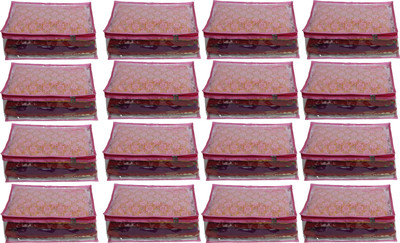 

ANNAPURNA SALES Designer Designer Full Transparent 5" Height Saree Cover With Front Heavy Net Wardrobe Organizers or Garments Cover Combo Pack of 12 Pcs. PinkNS12(Multicolor)